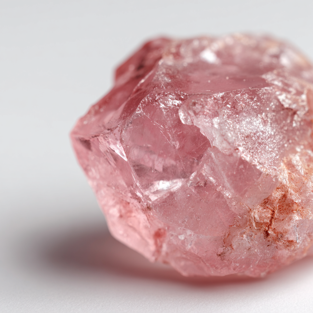 Gentle pink rose quartz tumble stones, exhibiting soft, translucent color and smooth, comforting shapes.