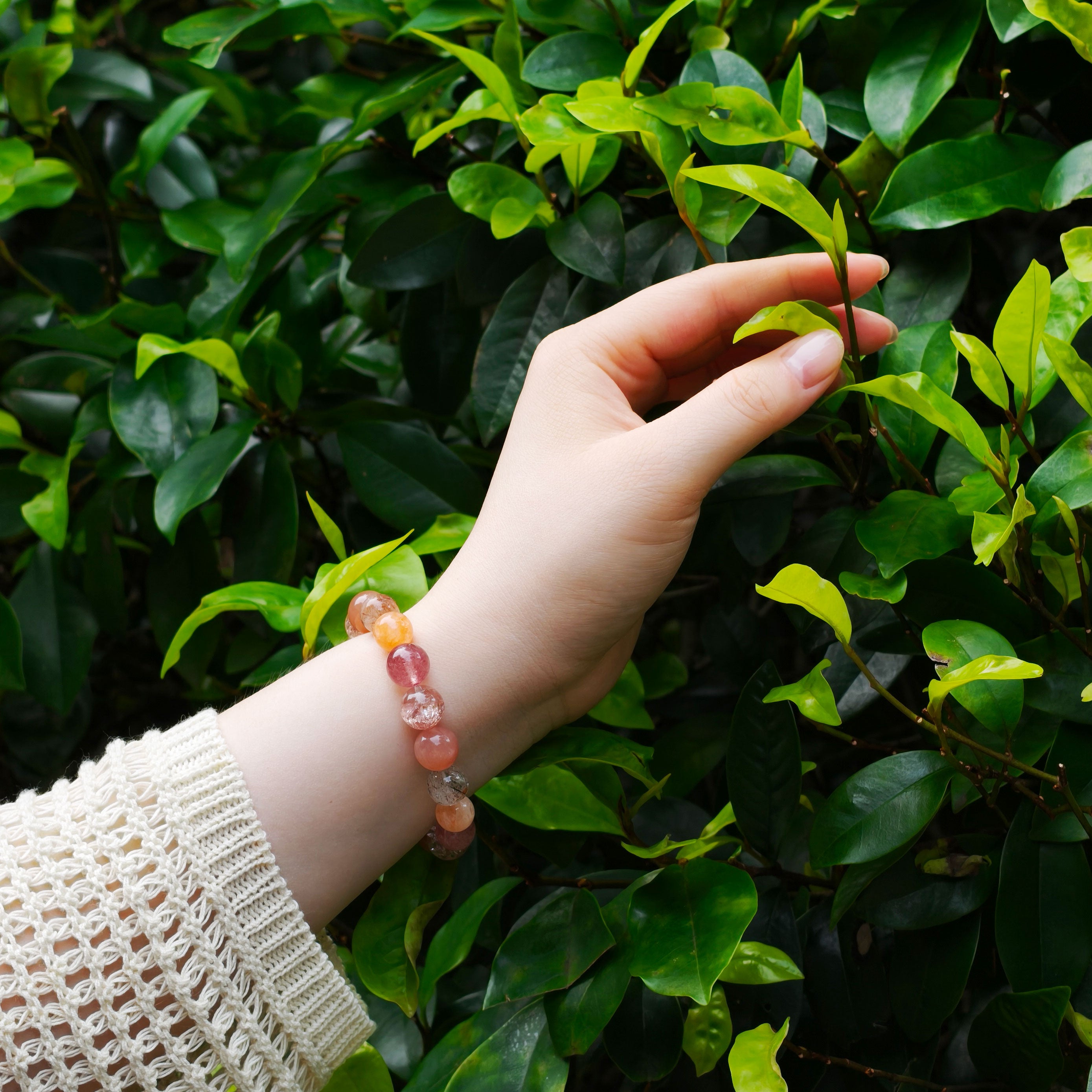 Natural Hematoid (Fire) Quartz Healing Bracelet - Stress Relief & Energy - Etheris