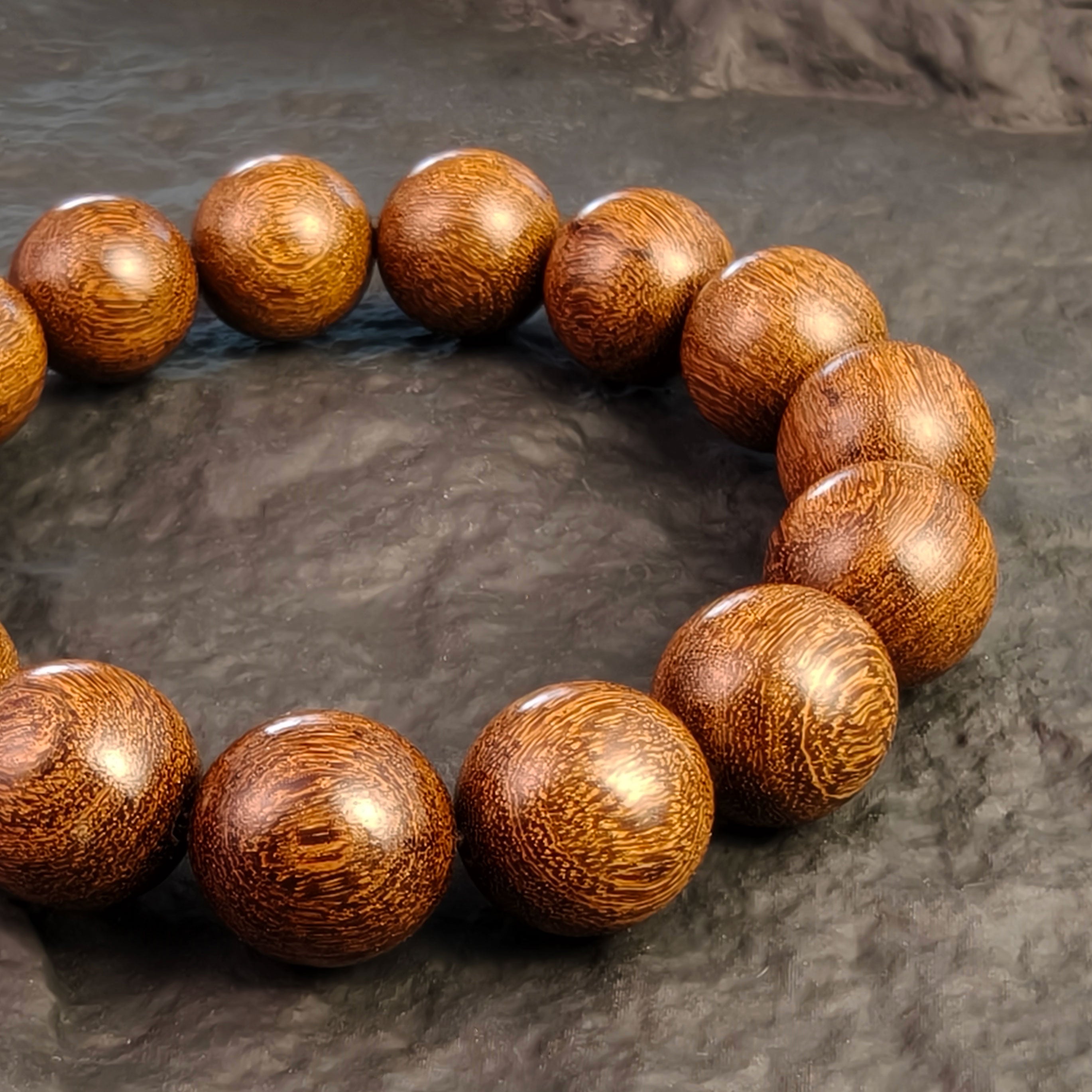 Golden Sandalwood Bead Bracelet for Protection, Prosperity & Peace - Etheris