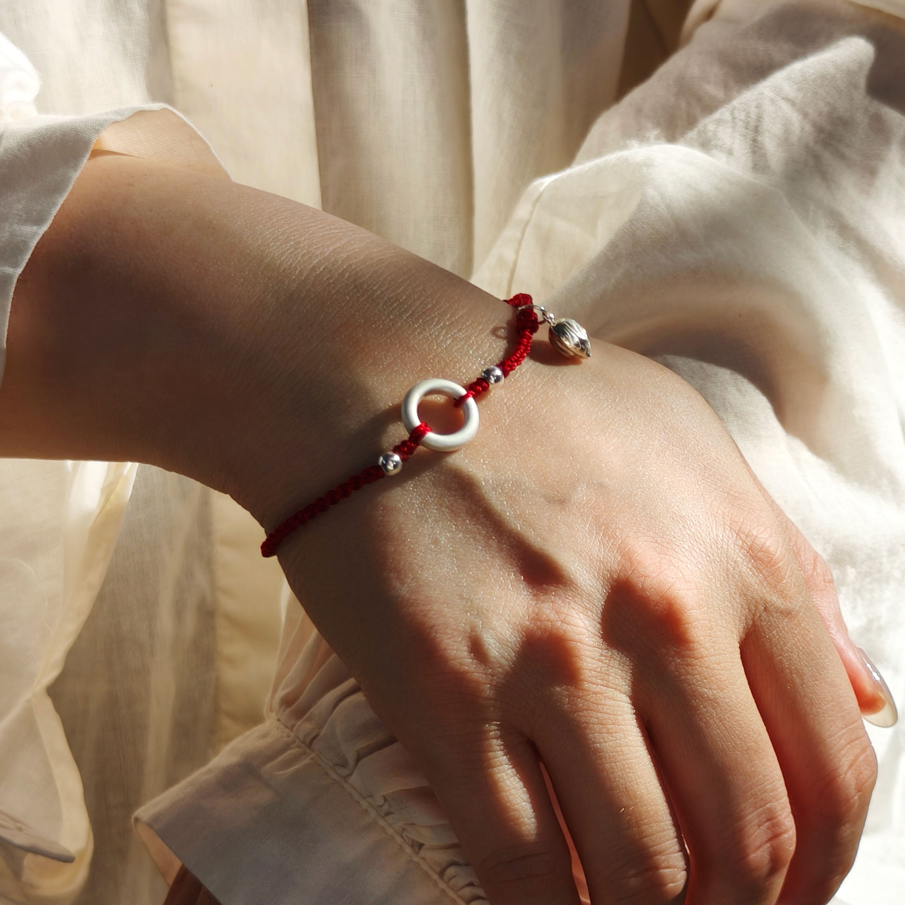 Lotus Bloom Adjustable Red String Bracelet - Etheris