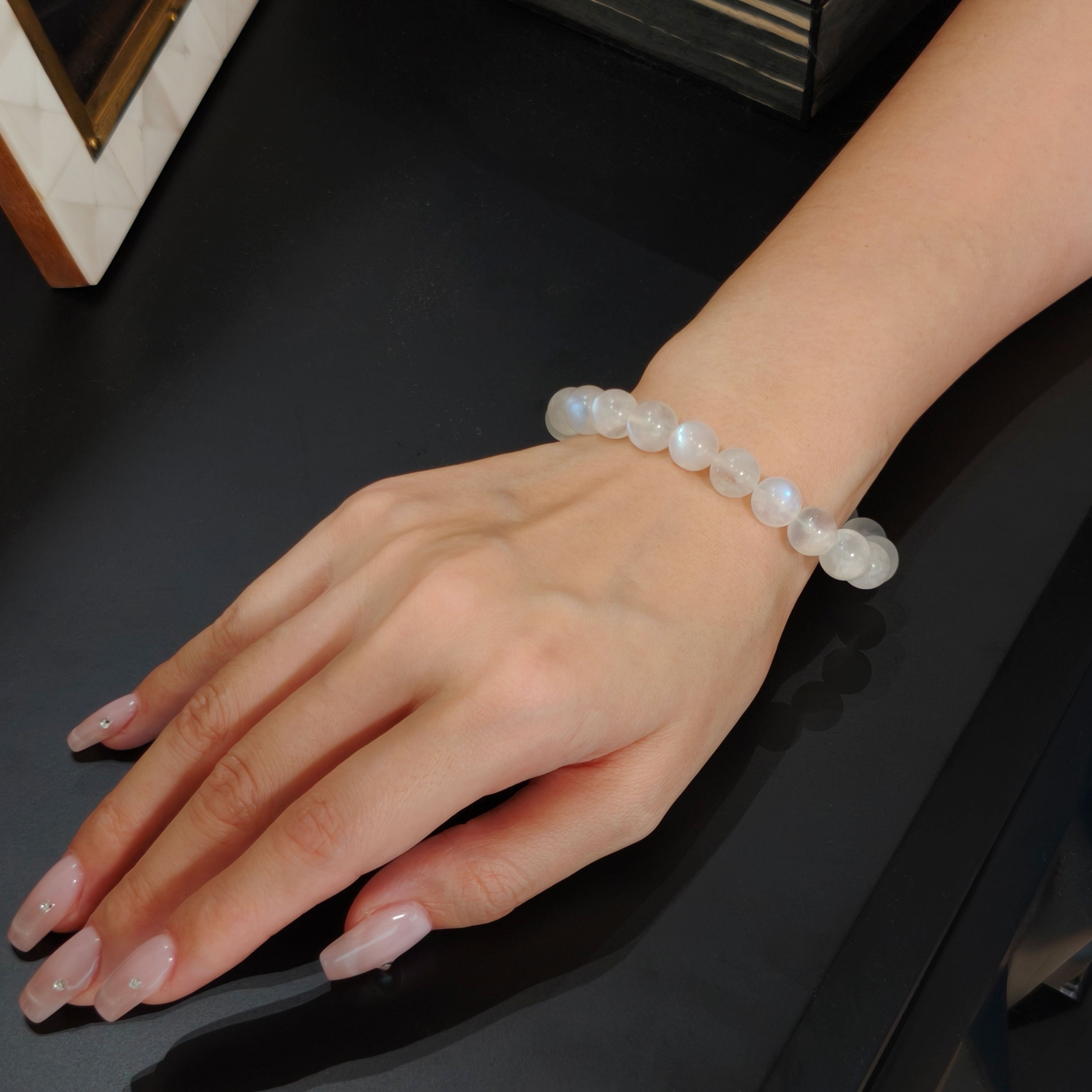 Etheris Moonstone Energy Bracelet - Hand-Polished Natural Blue Sheen Gemstone for Everyday Wear