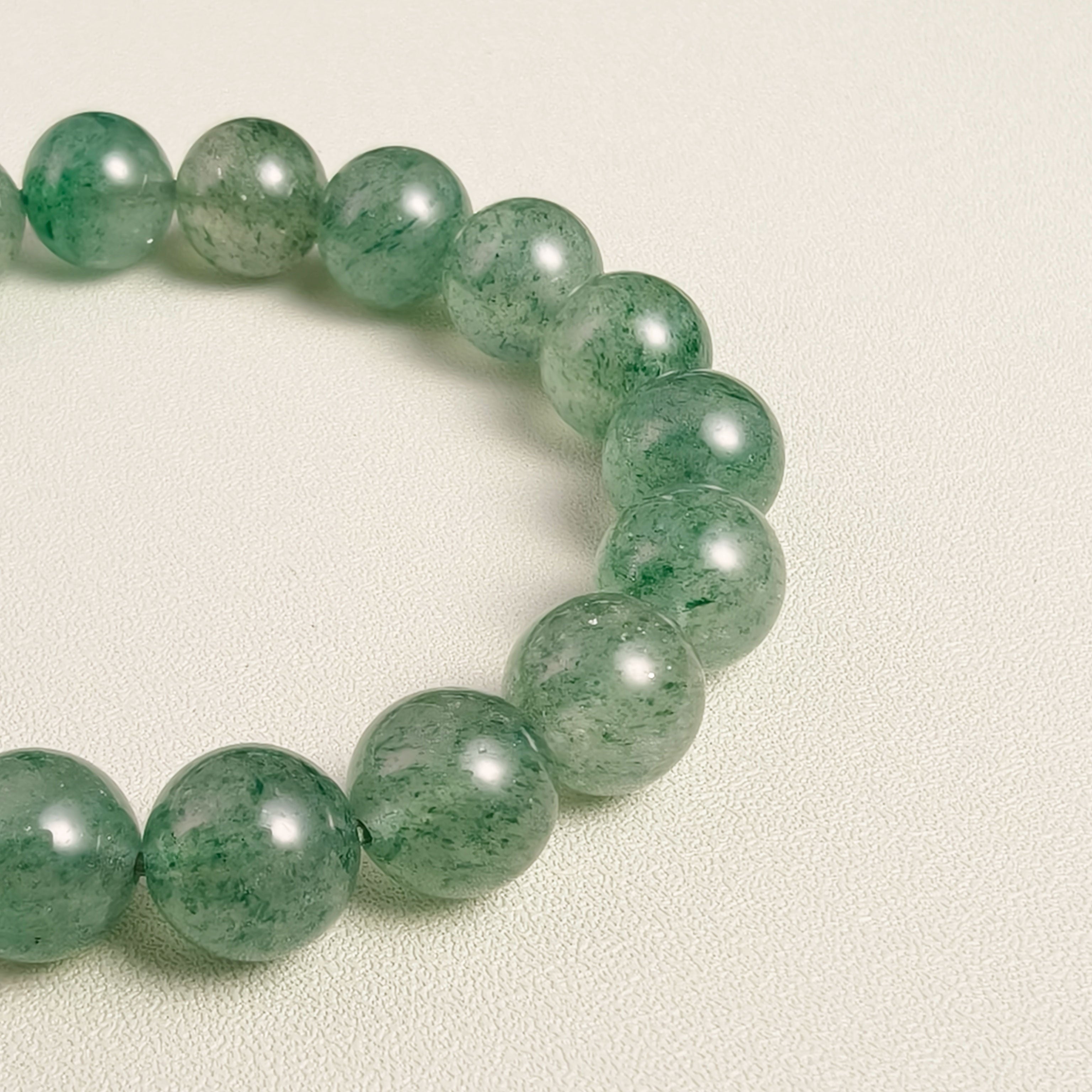 Etheris Genuine Green Rose Quartz Bracelet - Authentic Natural Crystal Beads