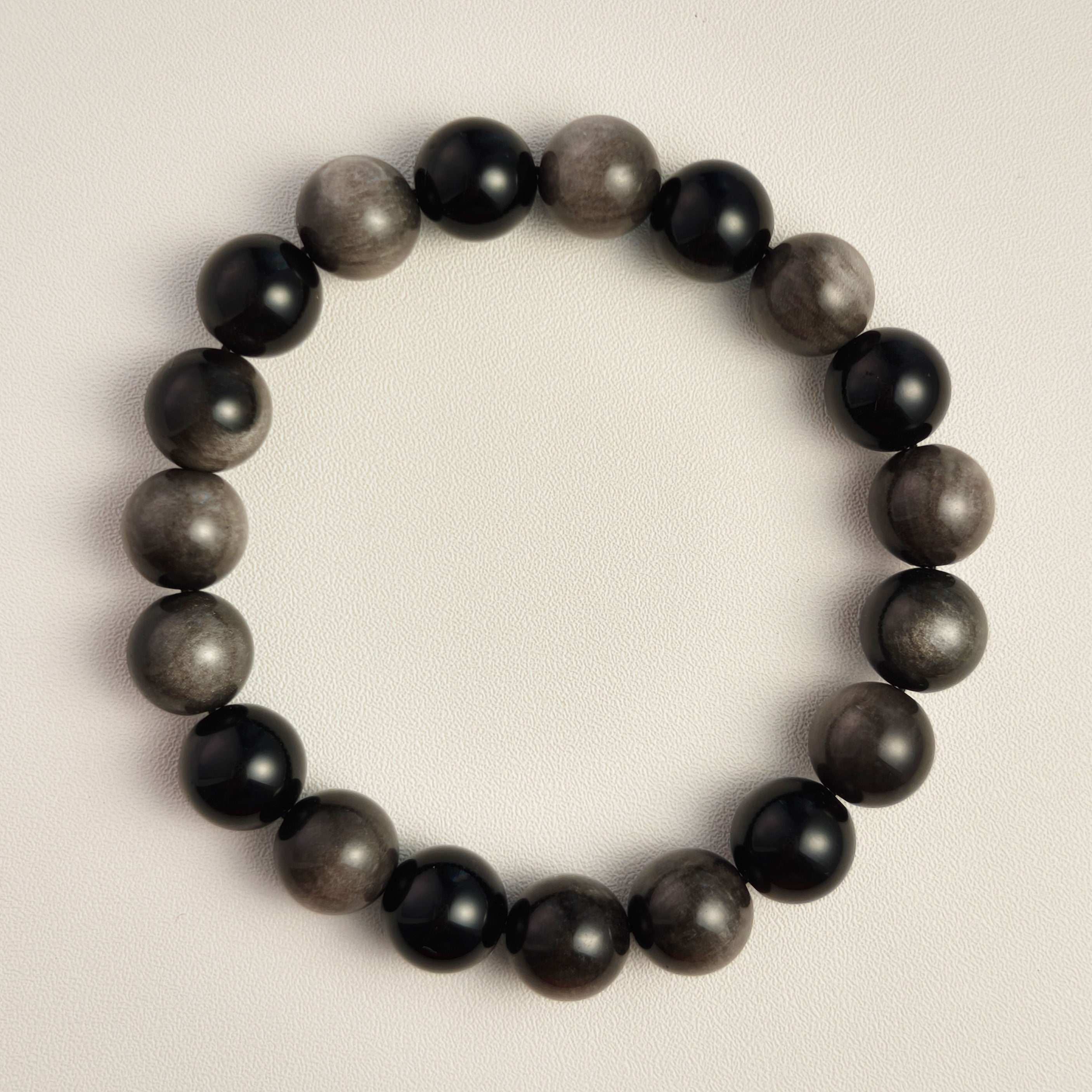 Etheris Silver Sheen Obsidian Bracelet for men - Dainty White Crystal Jewelry