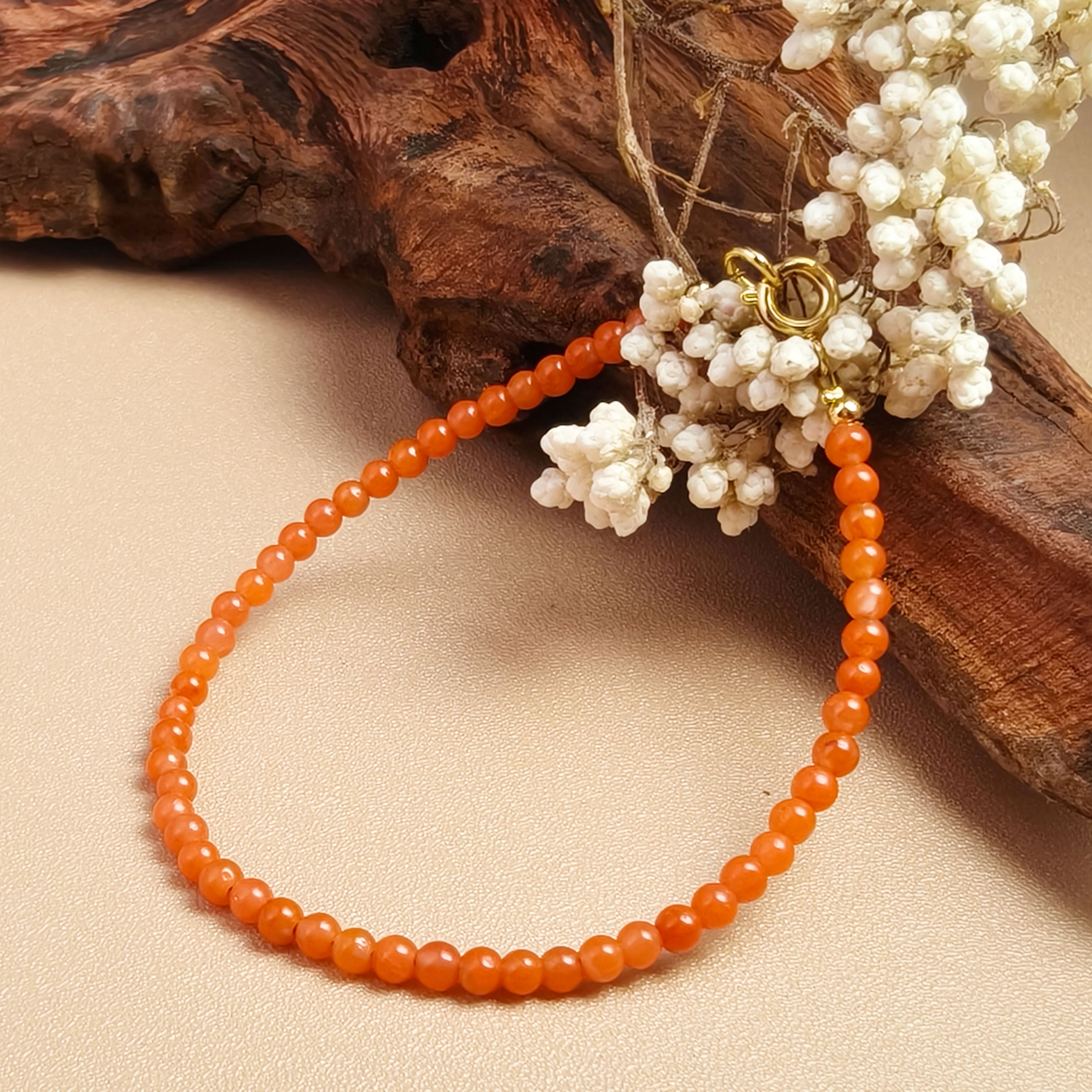 Etheris Petite Orange Gemstone Bracelet for Women - Natural Carnelian Accessory