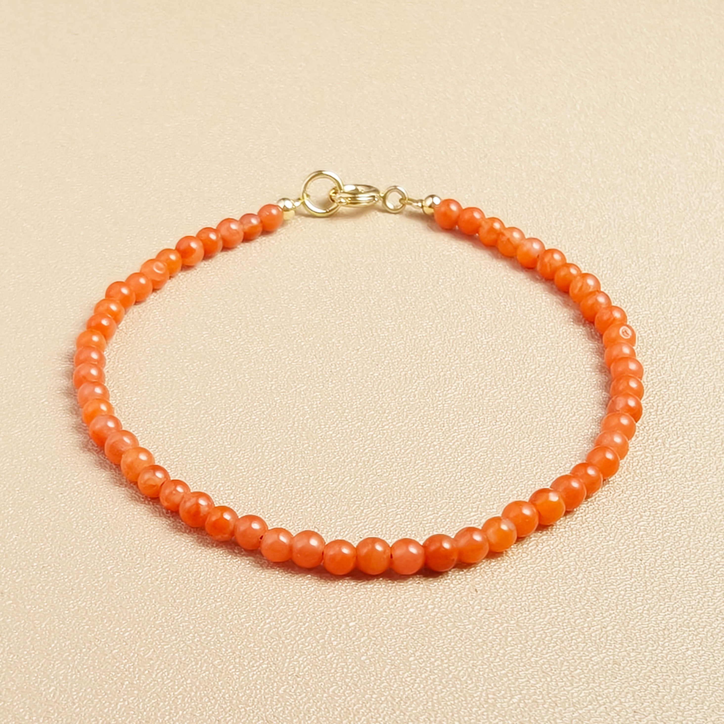 Etheris Minimalist Orange Carnelian Bracelet - Dainty Natural Stone for Everyday