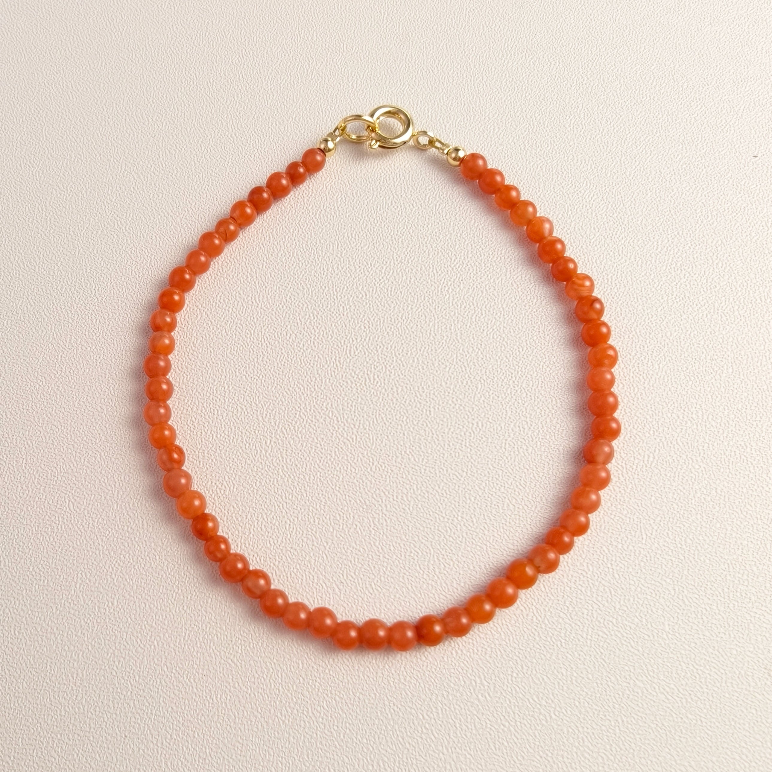 Etheris Dainty Carnelian Bracelet - Genuine Orange Gemstone Beads with Gold Clasp