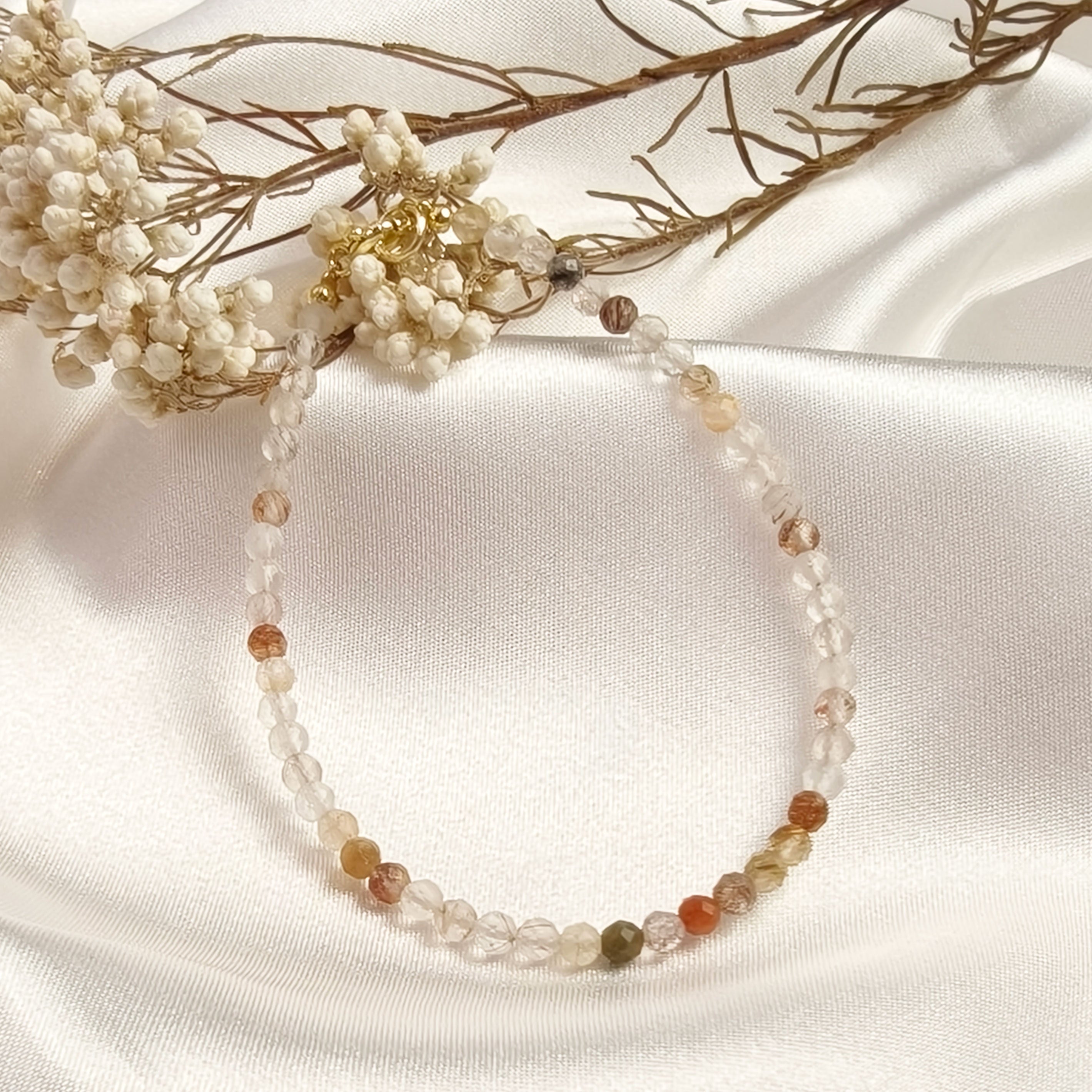 Etheris Stacked Copper Rutilated Quartz Bracelets - Natural Faceted Crystal Jewelry with Mixed Inclusions