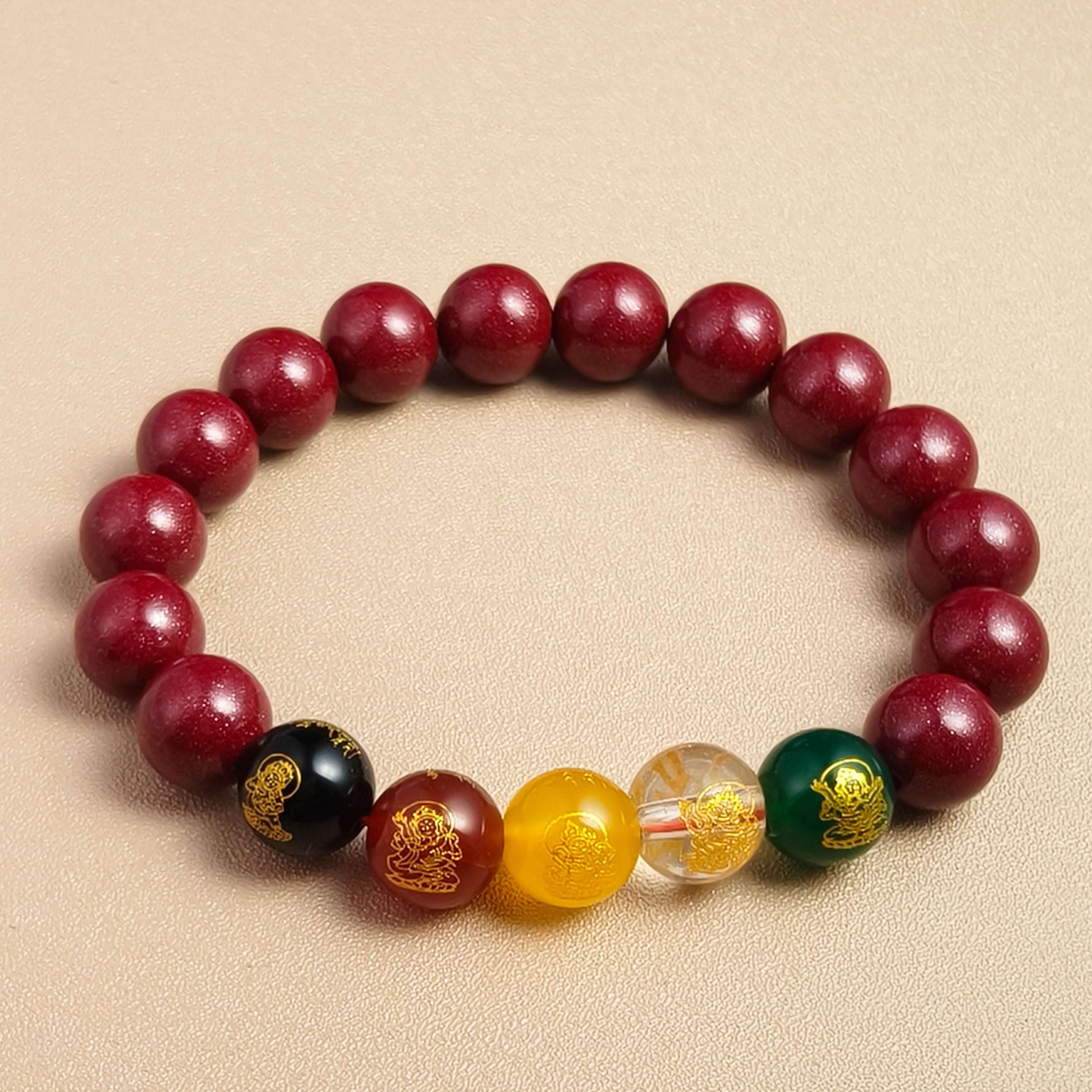 Etheris Feng Shui Cinnabar Of Wealth Blessing Bracelet – Natural Agate and Cinnabar beads, an auspicious money magnet for attracting abundance, prosperity, and continuous good luck into your life.