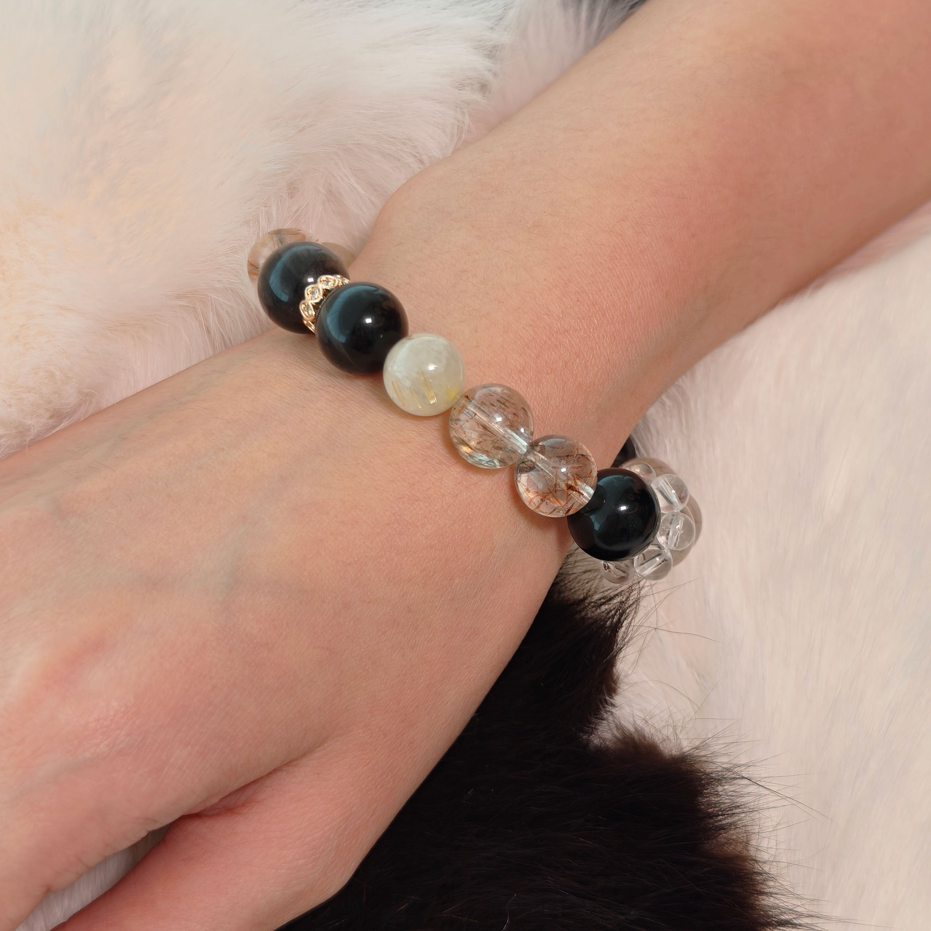 Etheris Super Seven Power Stone Bracelet - Holistic crystal for emotional healing, robust protection against negative energies, and drawing wealth and luck into your life.