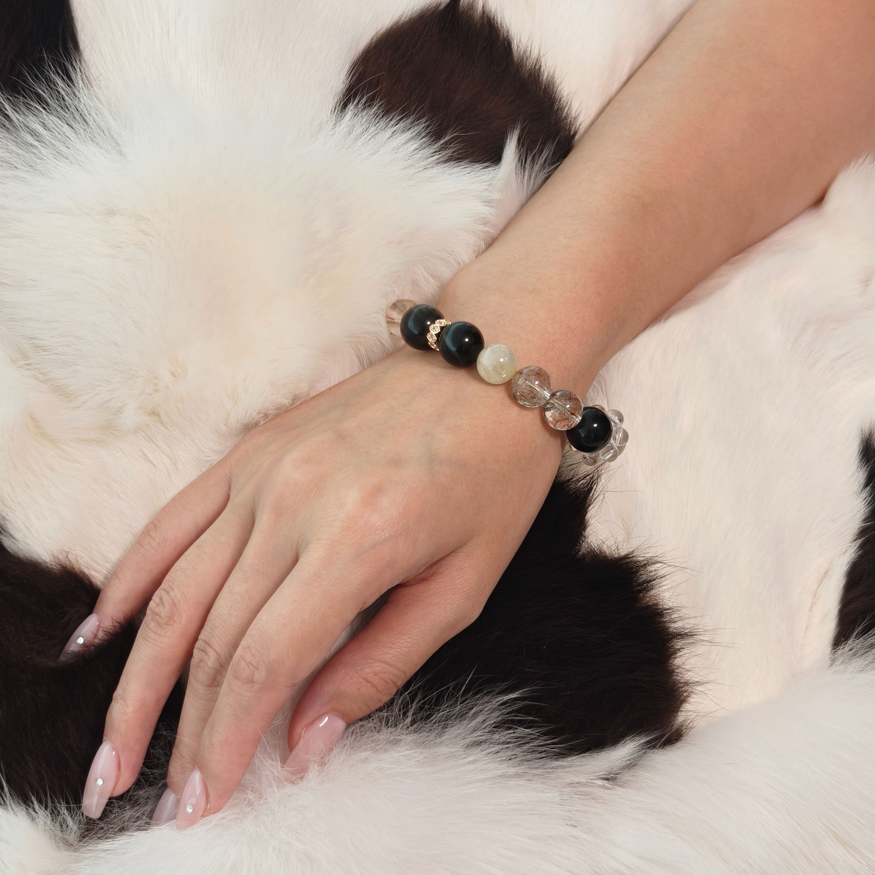 Etheris Super Seven Gemstone Bracelet - Holistic crystal for emotional healing, robust protection against negative energies, and drawing wealth and luck into your life.