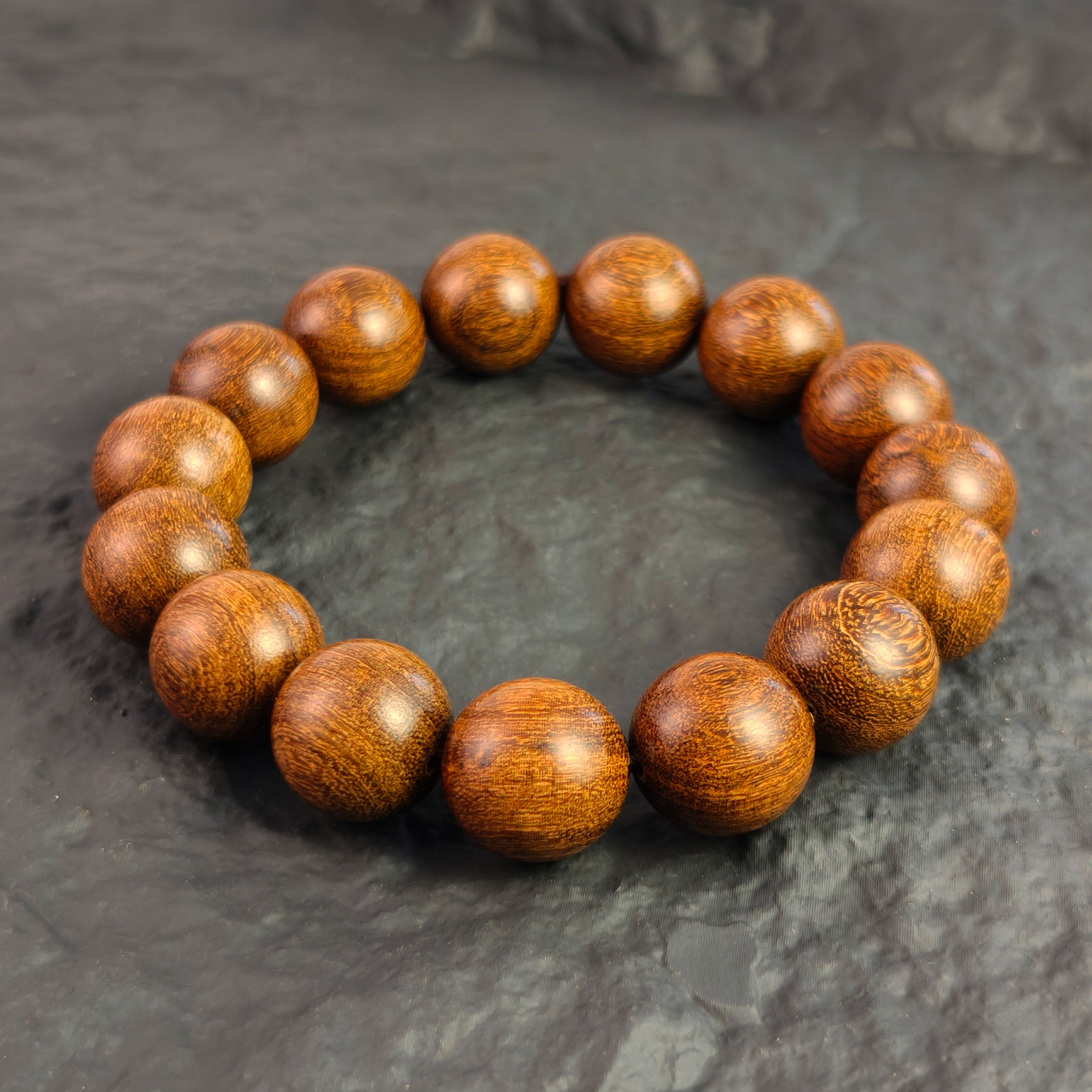 Golden Sandalwood Bead Bracelet for Protection, Prosperity & Peace - Etheris